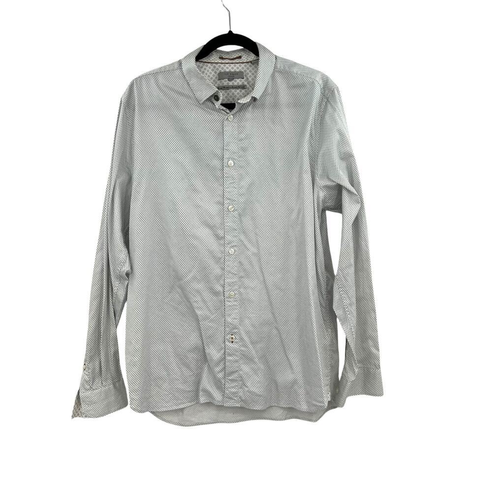 Ted Baker Mens Tillnow Geometric Dot Printed Button-Up Shirt Size 5 / XL